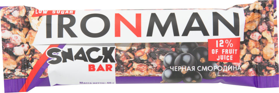 Батончик IronMan Snack Bar Черная смородина 40г (упаковка 6 шт.)