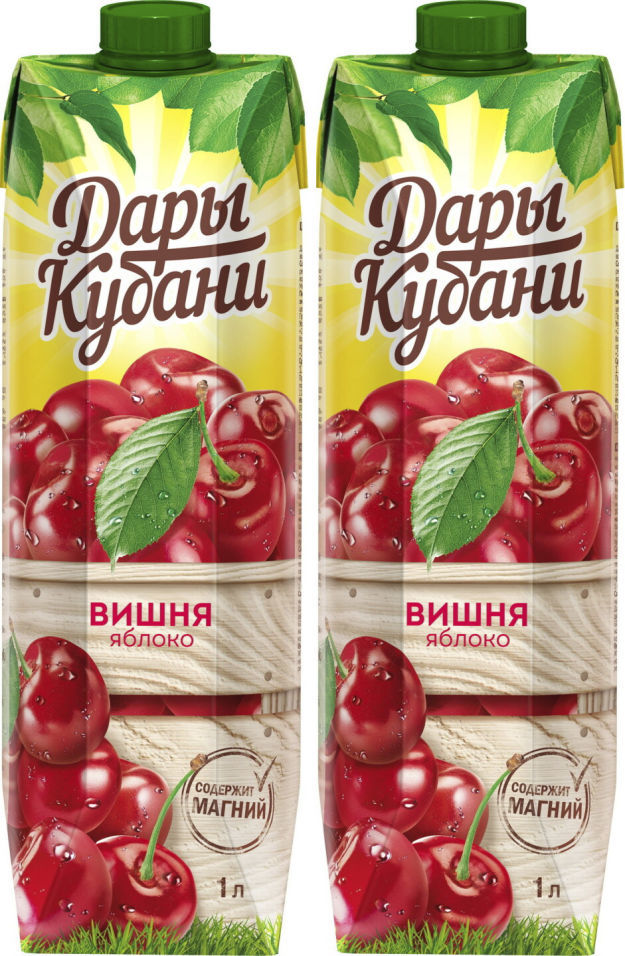 Нектар Дары Кубани Вишня-яблоко 1л (упаковка 3 шт.)