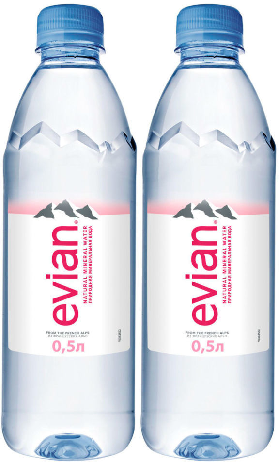Вода Evian минеральная столовая негазированная 500мл (упаковка 2 шт.)