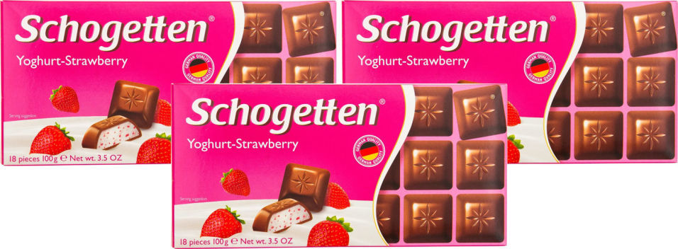 Шоколад Schogetten Молочный Клубничный йогурт 100г (упаковка 3 шт.)