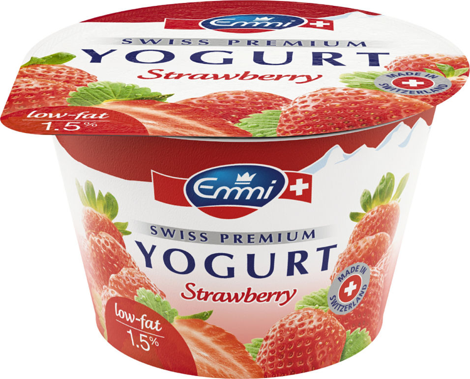 Йогурт Emmi Swiss Premium с клубникой 1.5% 100г