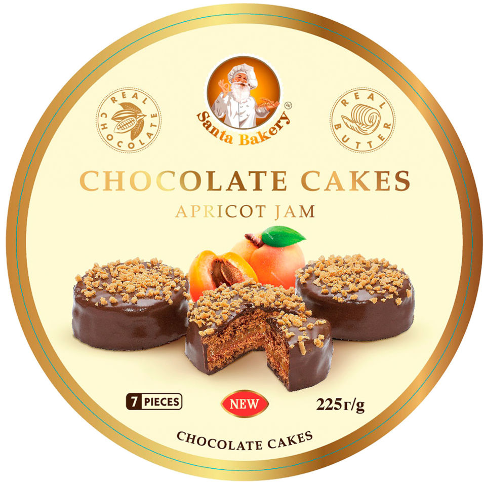 Пирожные Santa Bakery Chocolate Cakes Apricot Jam Шоколадные с абрикосовым джемом 225г