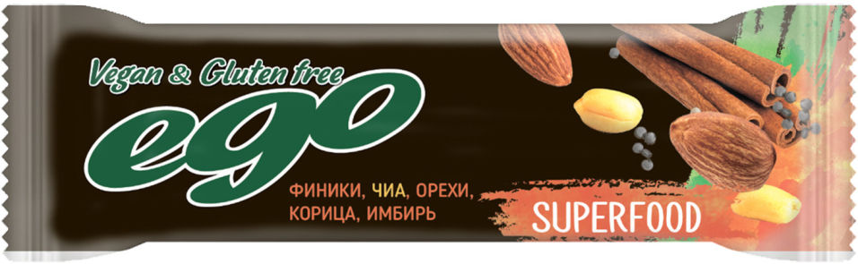Батончик фруктово-ореховый Ego Superfood Чиа 45г