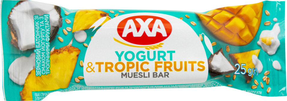 Батончик зерновой АХА со вкусом йогурта и тропическими фруктами 25г