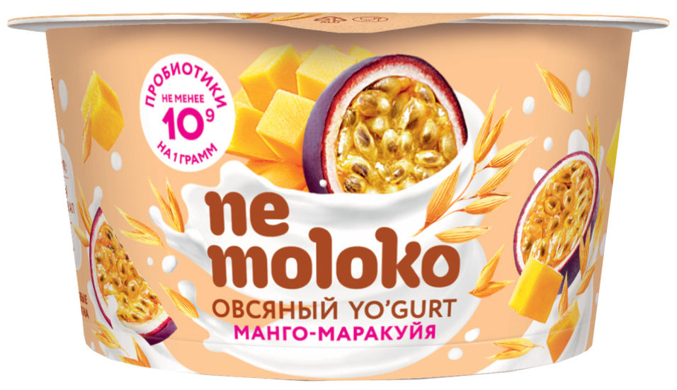 Йогурт Nemoloko овсяный Манго-маракуйя 130г
