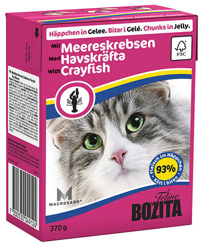Влажный корм для кошек Bozita Crayfish кусочки в желе с лангустами 370г (упаковка 16 шт.)