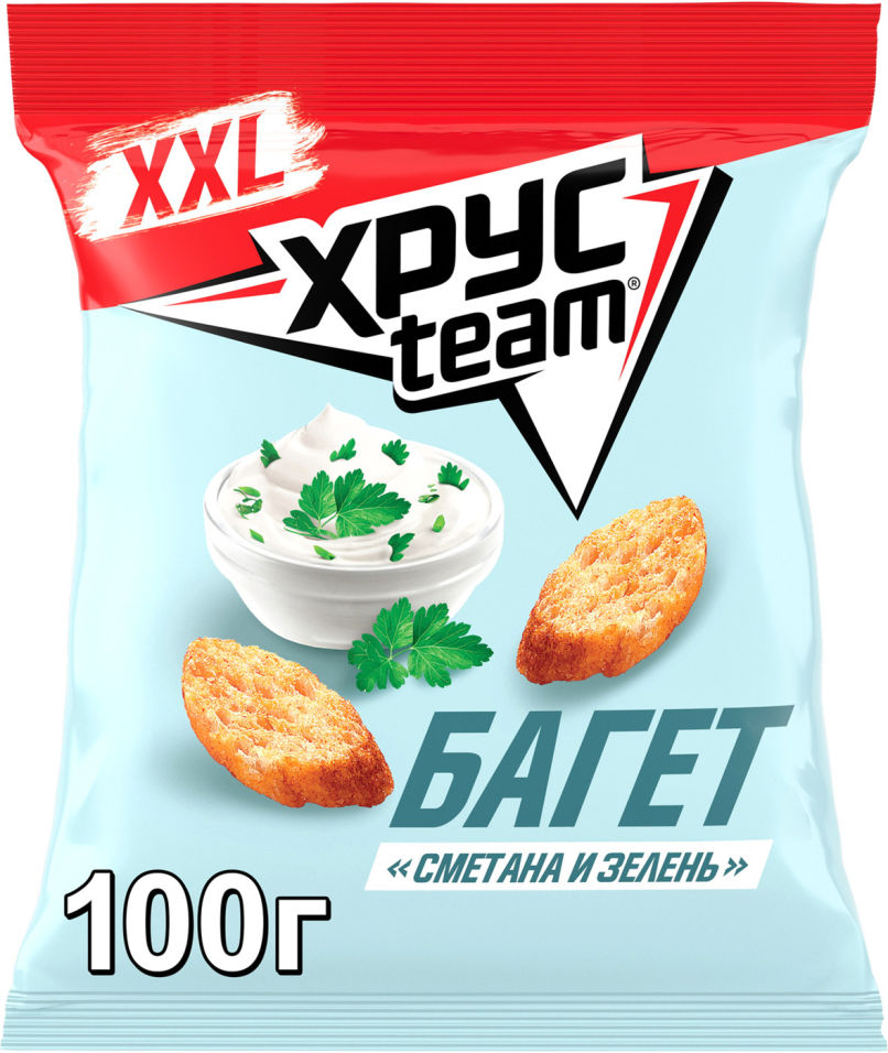 Сухарики Хрусteam Багет Сметана-Зелень 100г