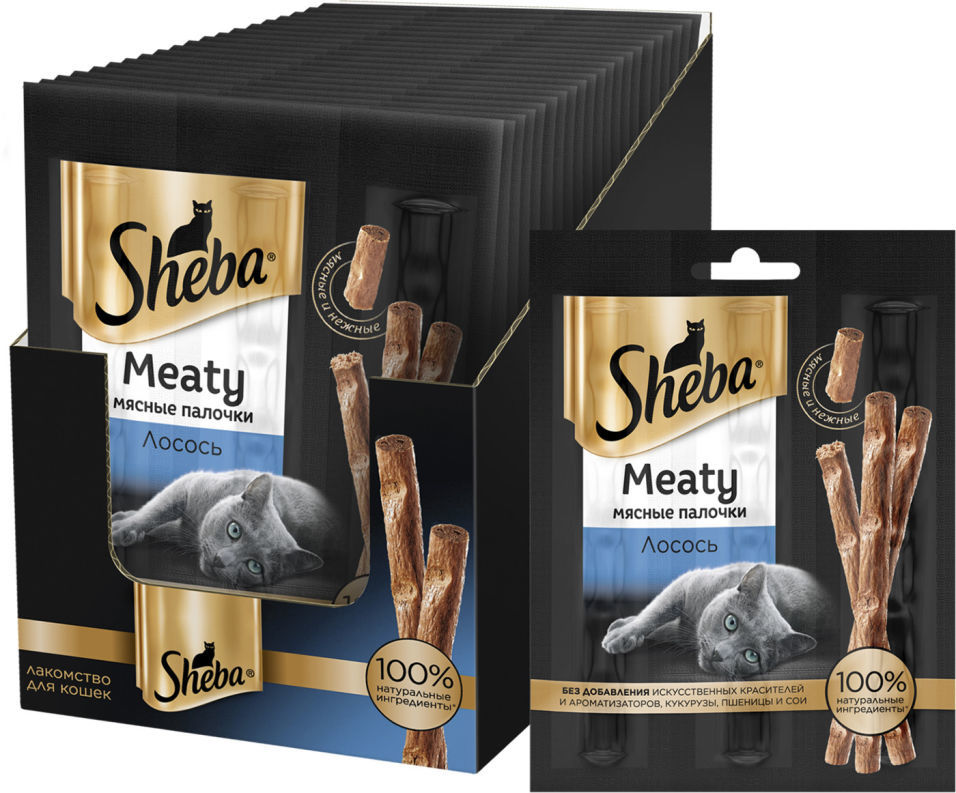 Лакомство для кошек Sheba Meaty мясные палочки Лосось 3*4г (упаковка 3 шт.)