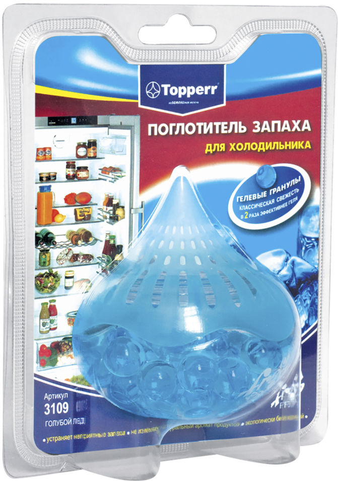 Поглотитель запаха Topperr для холодильника голубой лед