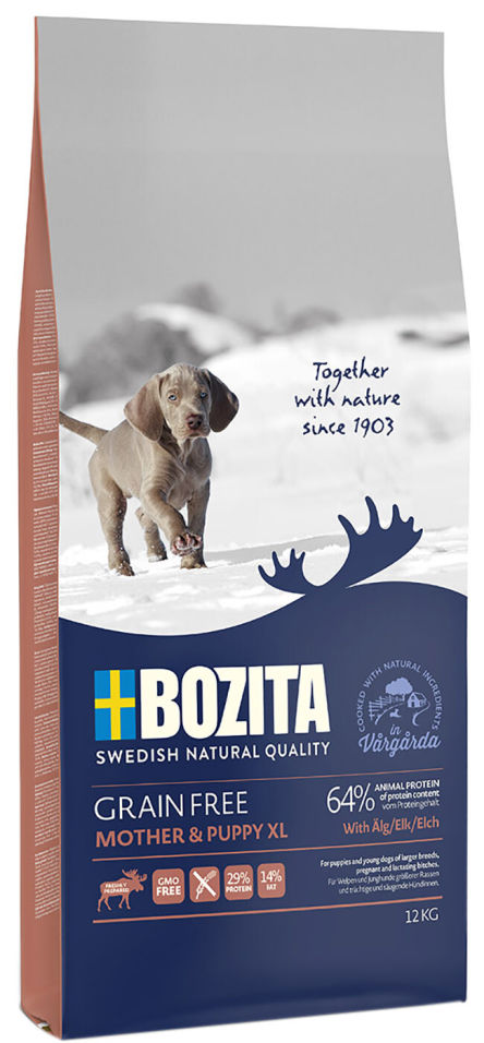 Сухой корм для щенков Bozita Grain Free Mother&Puppy XL с мясом лося 12кг