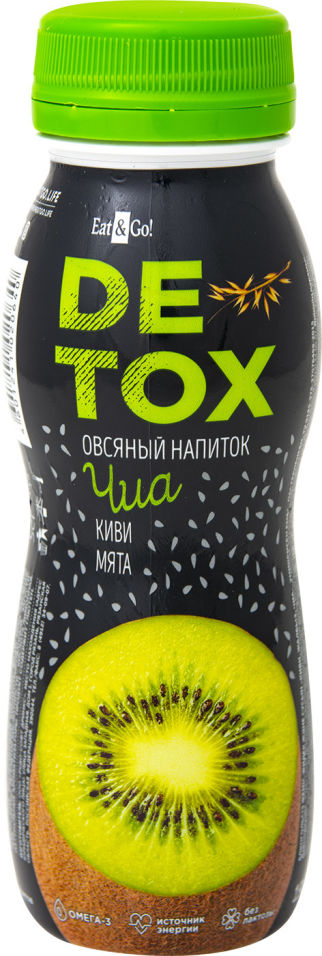 Напиток овсяный Eat&Go Detox фруктово-злаковый с киви мятой и чиа 190мл
