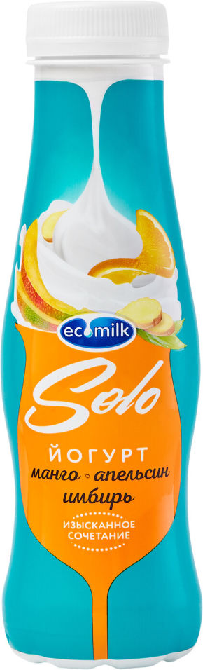 Йогурт питьевой Ecomilk Solo Манго-Апельсин-Имбирь 2.8% 290г