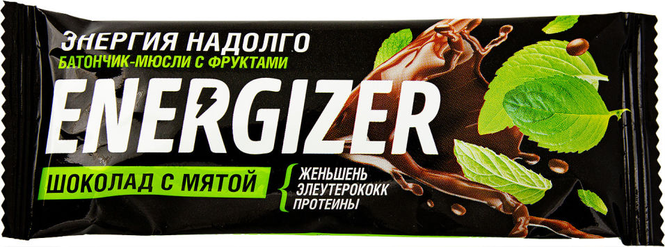 Батончик-мюсли энергетический Energizer Шоколад с мятой 40г