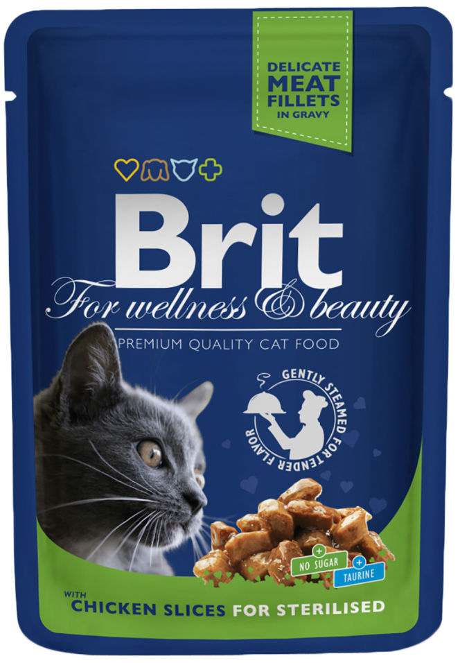 Корм для кошек Brit Premium Кусочки с курицей 100г Корм для кошек Brit Premium Кусочки с курицей 100г
