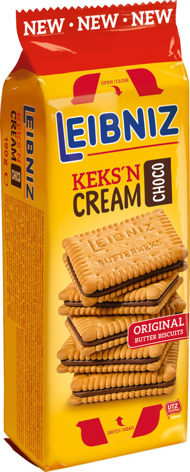 Печенье-сэндвич Bahlsen Leibniz Keksn Сливочное с шоколадной начинкой 190г