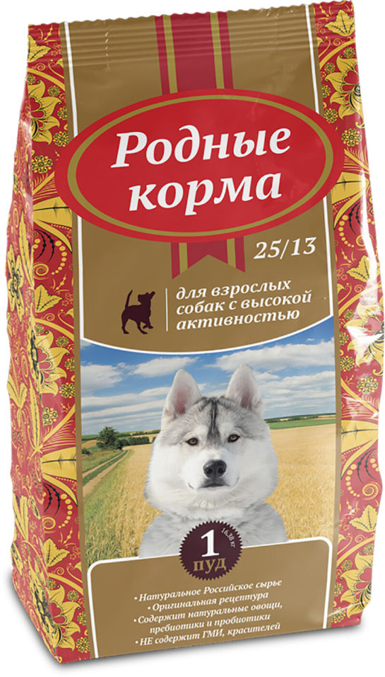 Сухой корм для активных собак Родные корма 16.38кг Сухой корм для активных собак Родные корма 16.38кг