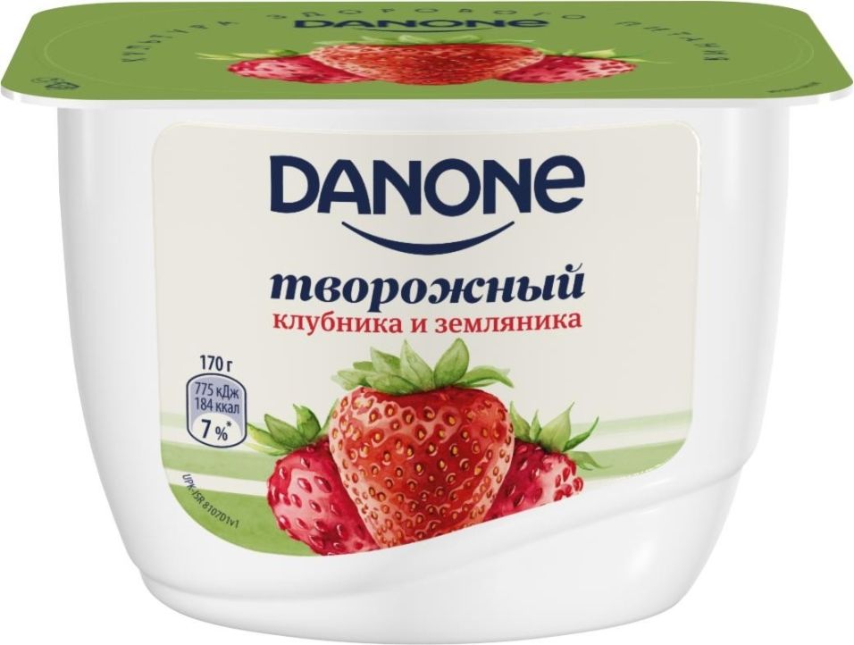 Продукт творожный Danone Клубника и земляника 3.6% 170г