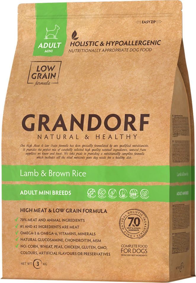 Сухой корм для собак Grandorf Adult mini Ягненок с рисом 3кг Сухой корм для собак Grandorf Adult mini Ягненок с рисом 3кг