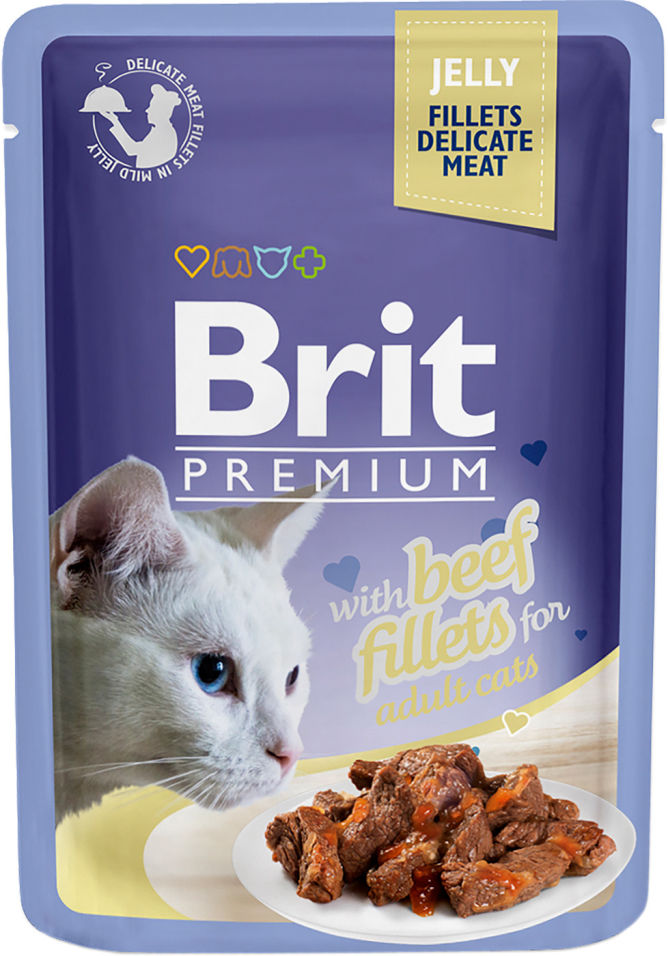 Корм для кошек Brit Premium Говядина желе 85г Корм для кошек Brit Premium Говядина желе 85г