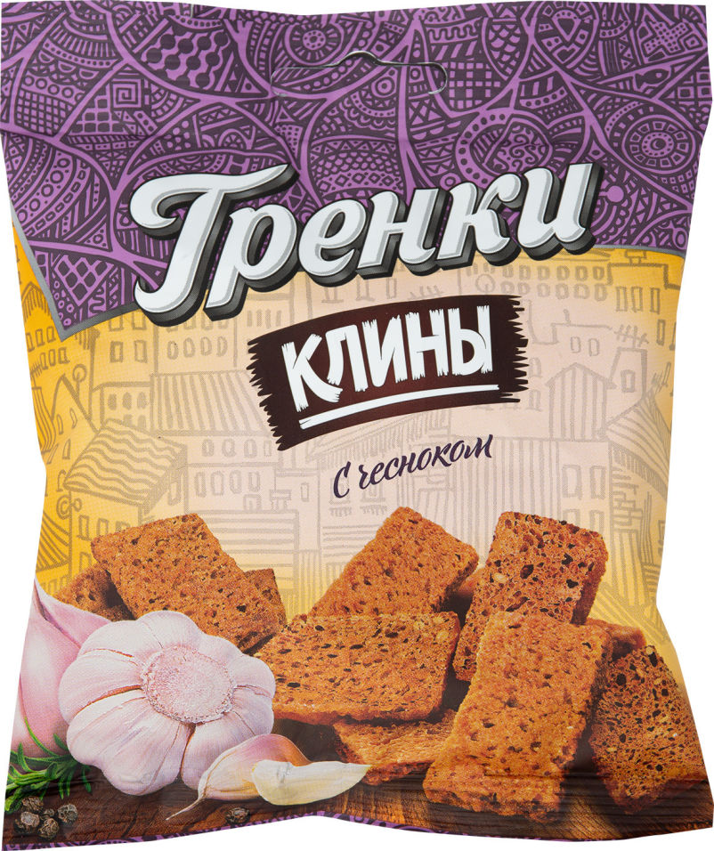 Сухарики Клины Гренки ржаные со вкусом чеснока 40г