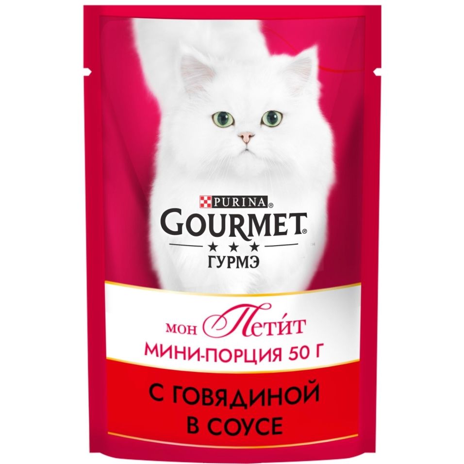 Корм для кошек Gourmet mon Petit Кусочки с говядиной в соусе 50г Корм для кошек Gourmet mon Petit Кусочки с говядиной в соусе 50г
