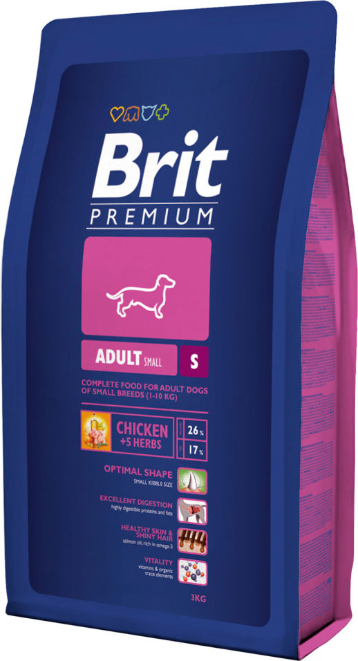Сухой корм для собак Brit Premium Adult S Курица 3кг Сухой корм для собак Brit Premium Adult S Курица 3кг