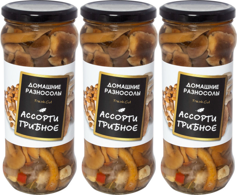 Грибы Домашние разносолы Ассорти 580мл (упаковка 3 шт.)