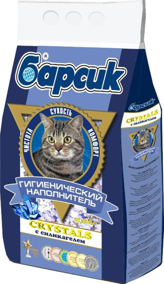 Наполнитель для кошачьего туалета Барсик с силикагелем 4.54л Наполнитель для кошачьего туалета Барсик с силикагелем 4.54л
