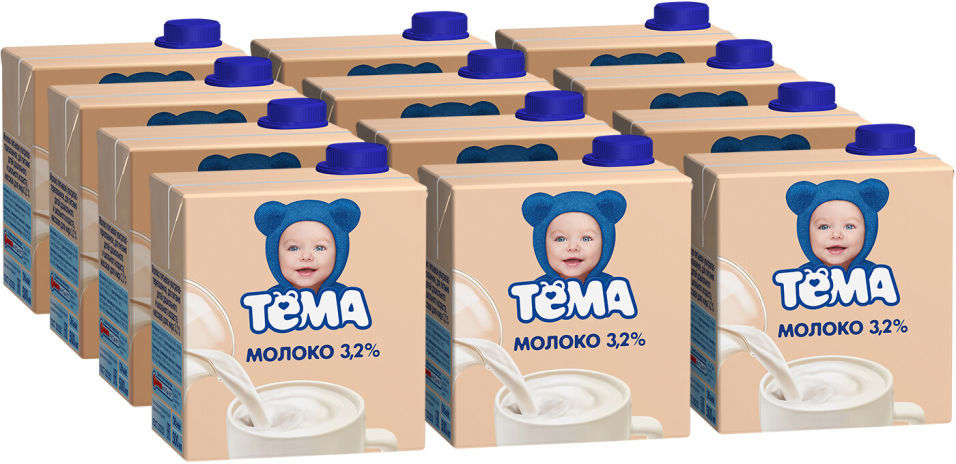 Молоко детское Тема 3.2% ультрапастеризованное 500мл (упаковка 12 шт.)