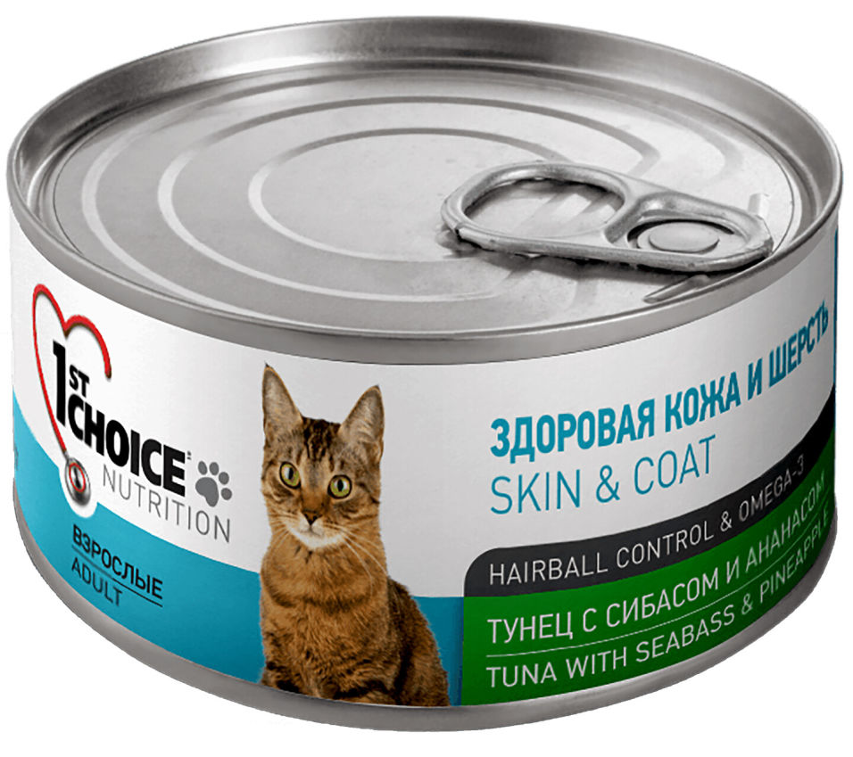 Корм для кошек 1st Choice тунец с сибасом и ананасом 85г Корм для кошек 1st Choice тунец с сибасом и ананасом 85г