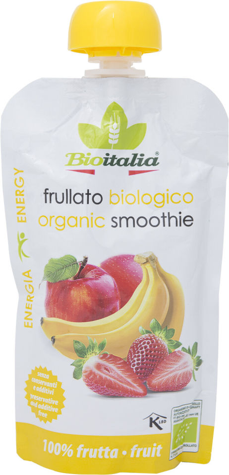 Пюре Bioitalia из яблока клубники и банана 120г