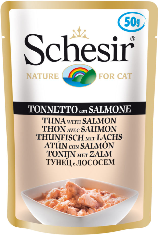 Корм для кошек Schesir Тунец с лососем 50г Корм для кошек Schesir Тунец с лососем 50г