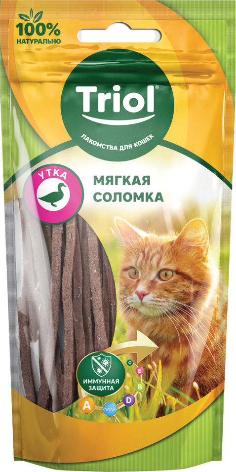 Лакомство для кошек Triol Мягкая соломка из утки 40г Лакомство для кошек Triol Мягкая соломка из утки 40г