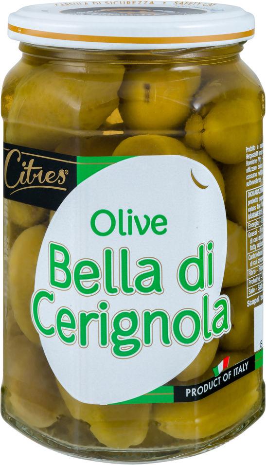 Оливки Citres Зеленые с косточкой Белла ди чериньола 290г