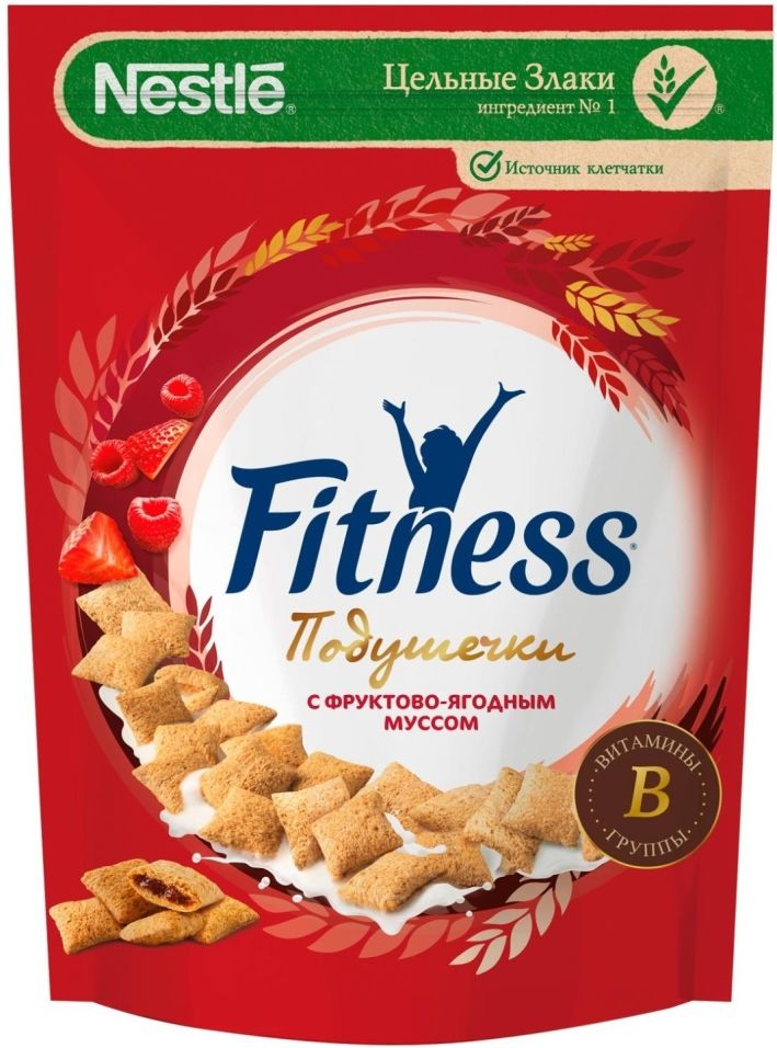 Подушечки Fitness Мультизлаковые с фруктово-ягодным муссом 180г