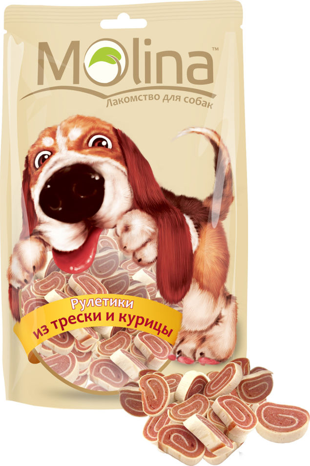 Лакомство для собак Molina Рулетики из Трески и Курицы 80г Лакомство для собак Molina Рулетики из Трески и Курицы 80г