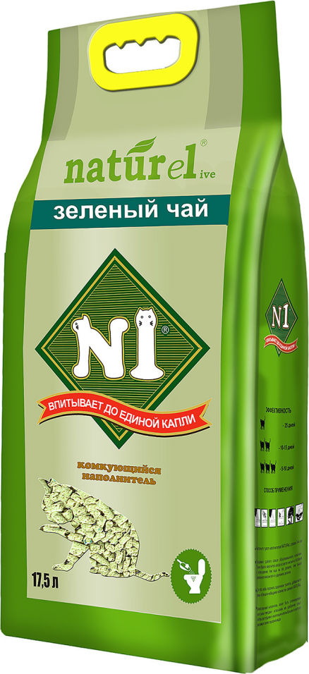 Наполнитель для кошачьего туалета №1 Naturel Зеленый чай 17.5л Наполнитель для кошачьего туалета №1 Naturel Зеленый чай 17.5л