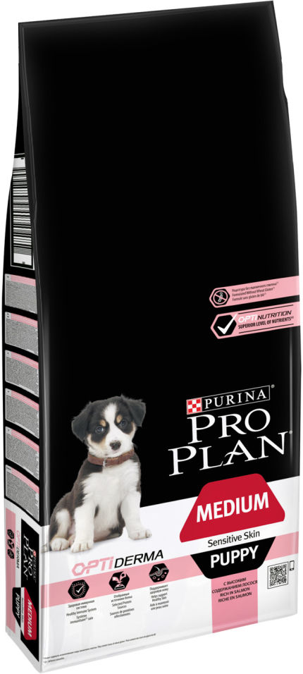Сухой корм для щенков Pro Plan Optiderma Medium Puppy с лососем и рисом 12кг Сухой корм для щенков Pro Plan Optiderma Medium Puppy с лососем и рисом 12кг