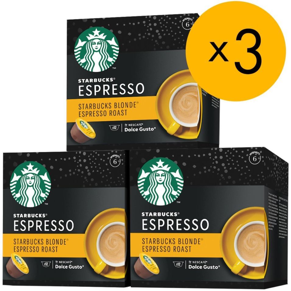 Кофе в капсулах Starbucks Blonde Espresso Roast для системы Nescafe Dolce Gusto 12шт (упаковка 3 шт.)