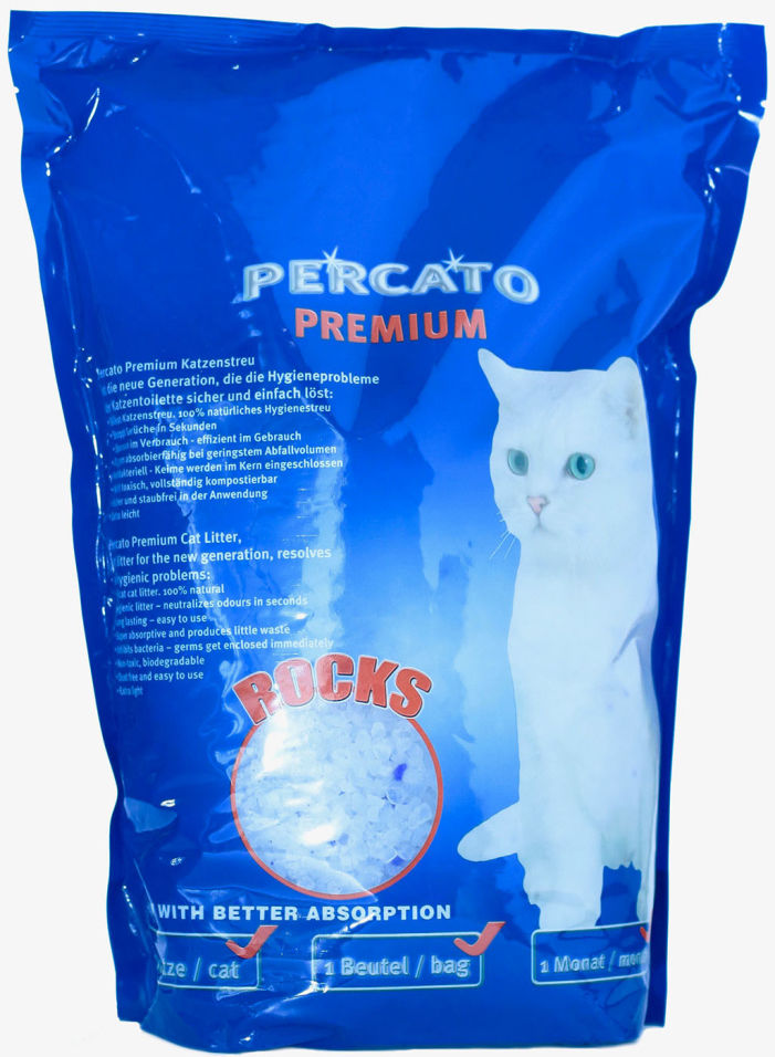 Наполнитель для кошачьего туалета Percato Premium силикагелевый 5л Наполнитель для кошачьего туалета Percato Premium силикагелевый 5л