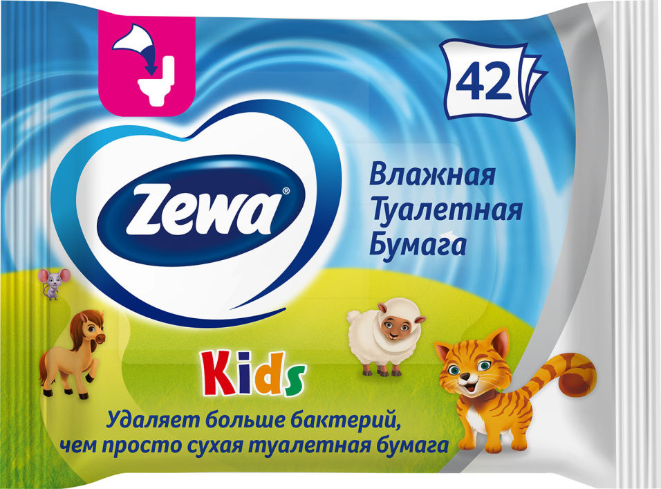 Туалетная бумага Zewa Детская влажная 42шт