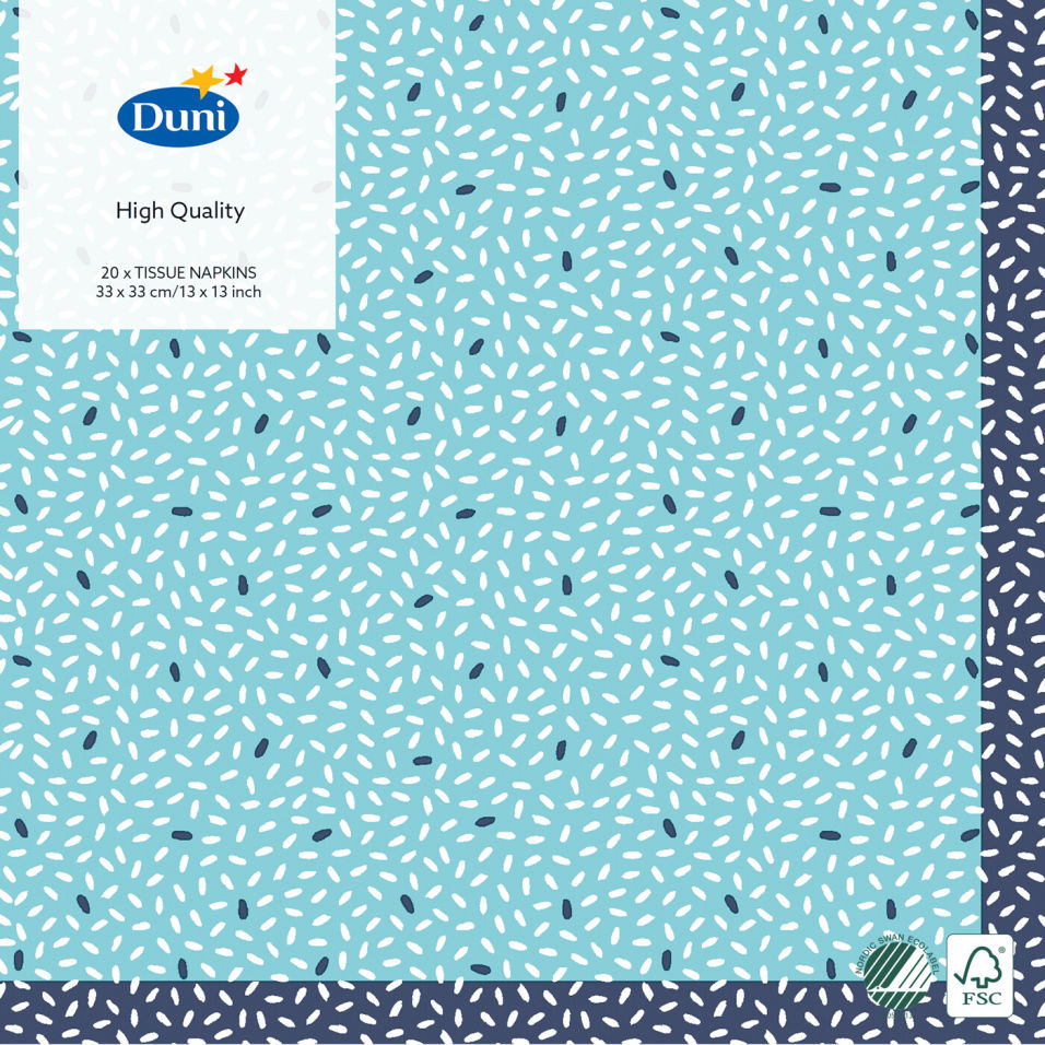Салфетки бумажные Duni Rice Blue 3 слоя 33*33см 20шт