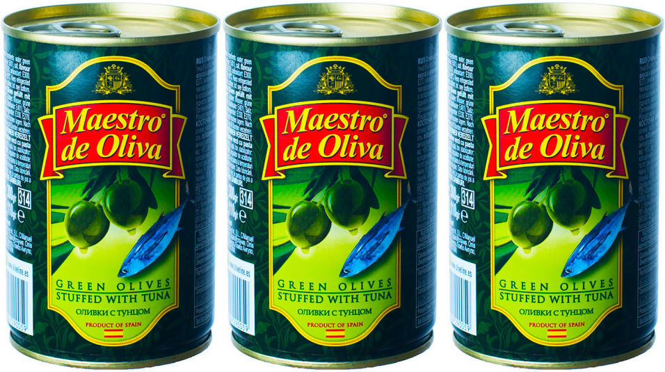 Оливки Maestro de Oliva с тунцом 300г (упаковка 6 шт.)