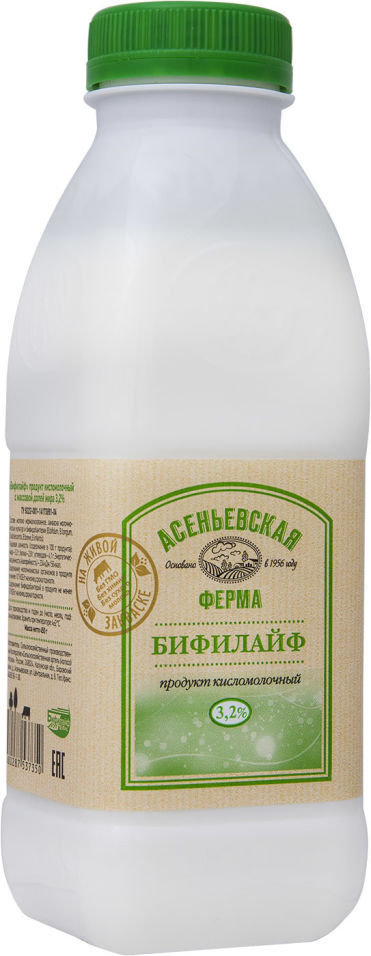 Продукт кисломолочный Асеньевская Ферма Бифилайф 3.2% 450мл