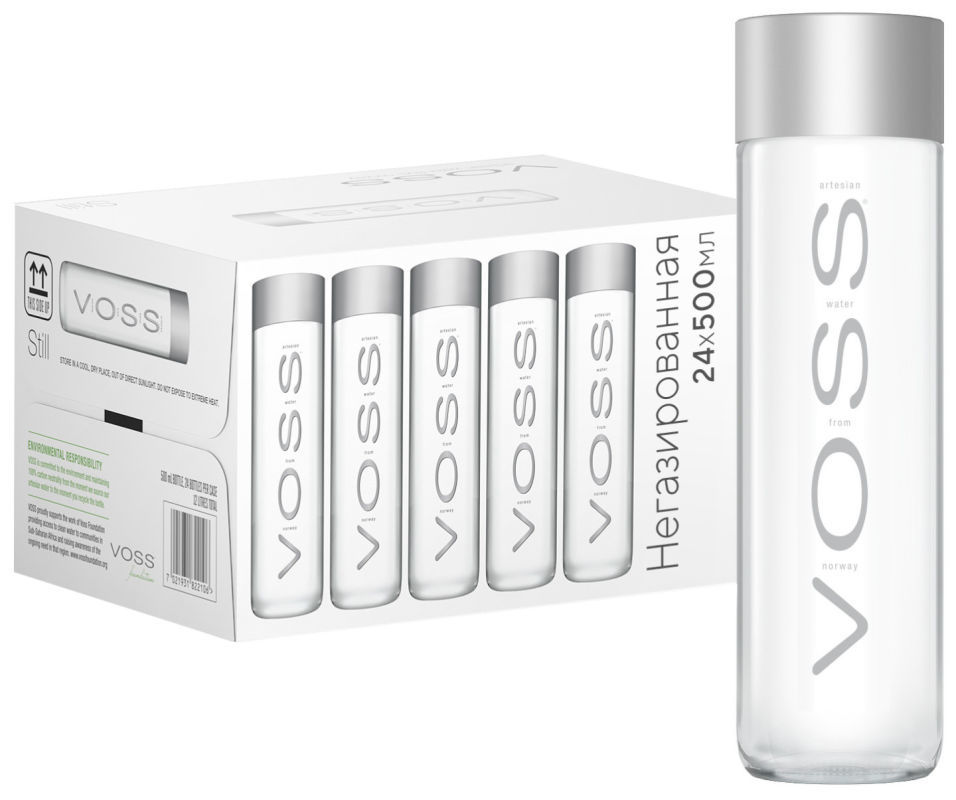Вода Voss артезианская негазированная 500мл (упаковка 12 шт.)