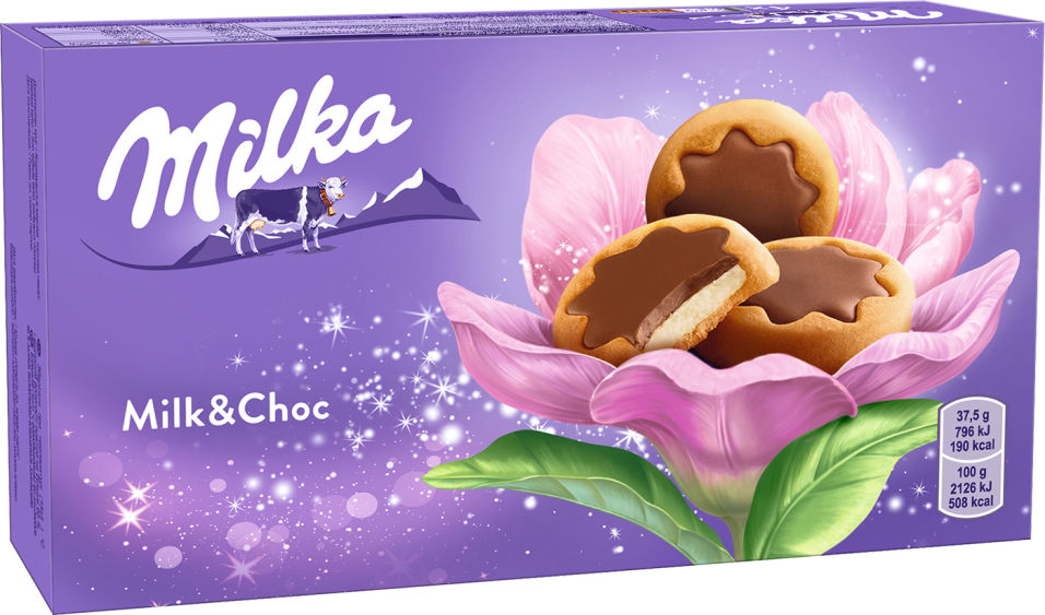 Печенье Milka с молочной начинкой в шоколаде 150г