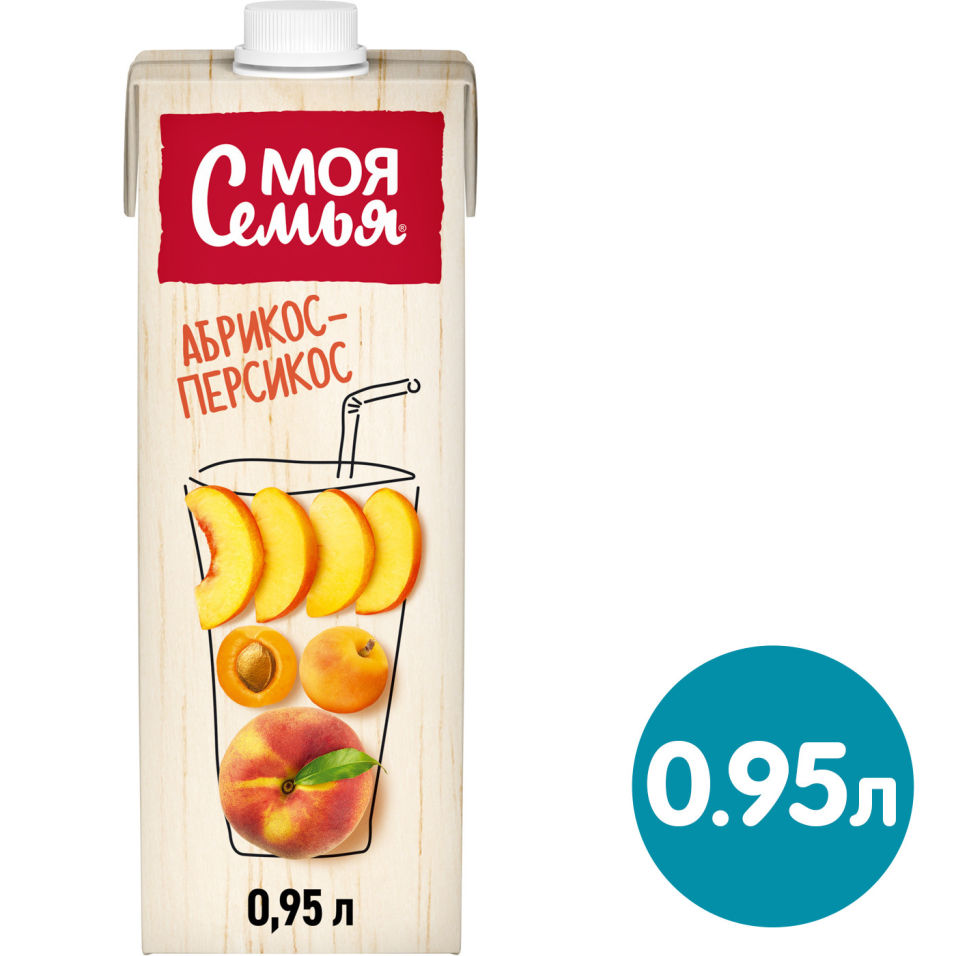 Напиток сокосодержащий Моя Семья Яблоко Персик Абрикос 950мл