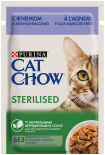 Влажный корм для кошек Cat Chow Sterilised Ягненок и Зеленая фасоль в соусе 85г