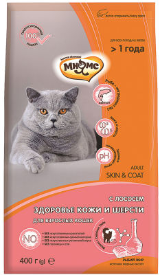 Сухой корм для кошек Мнямс Skin&Coat для кожи и шерсти с лососем 400г