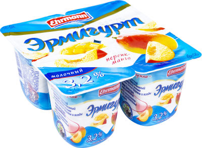 Продукт йогуртный Эрмигурт Персик-Манго 3.2% 4шт*100г